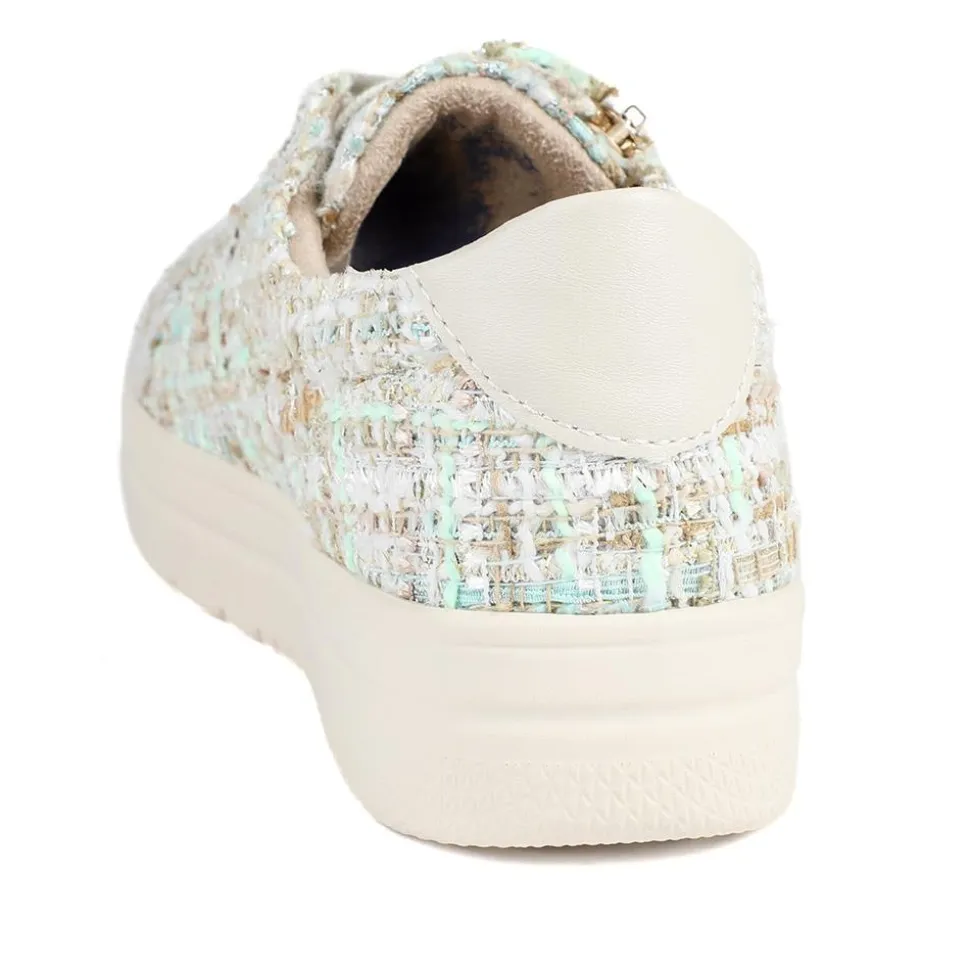 Knitted Zip & Lace Fasten Trainers - Beige Multi