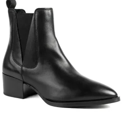 Kori Leather Blocked-Heeled Chelsea Boots - Black Leather