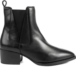 Kori Leather Blocked-Heeled Chelsea Boots - Black Leather