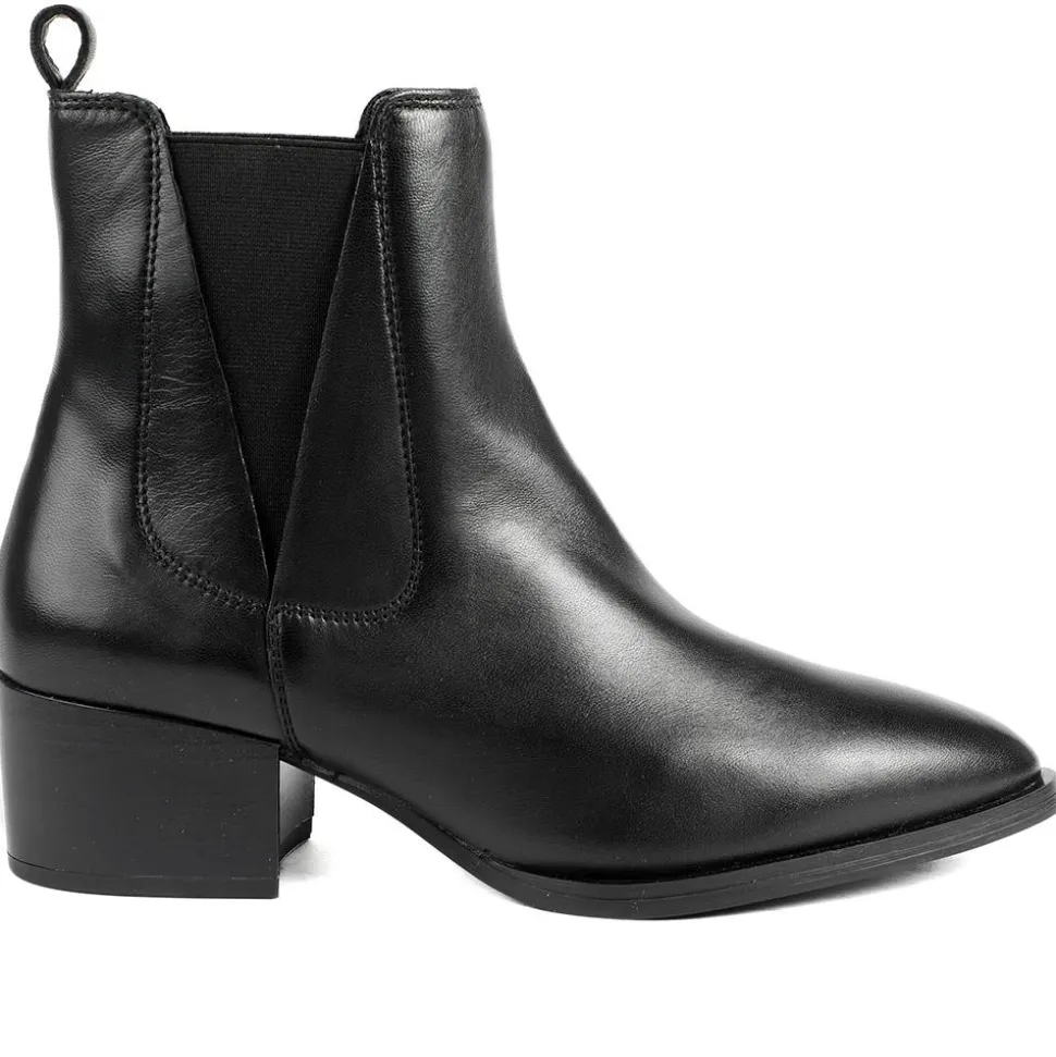 Kori Leather Blocked-Heeled Chelsea Boots - Black Leather