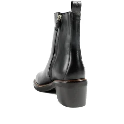 Krystel Leather Block Heel Ankle Boots - Black Leather