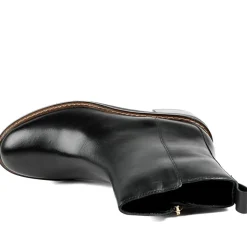 Krystel Leather Block Heel Ankle Boots - Black Leather