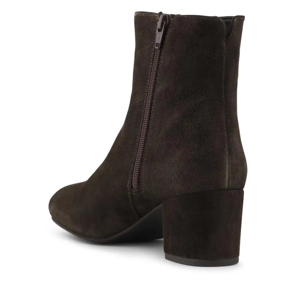 Kylee Smart Leather Zip Up Ankle Boots - Chocolate Suede