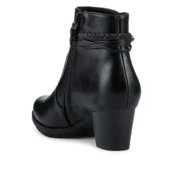 Lace-Detailed Heeled Ankle Boots - Black