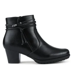 Lace-Detailed Heeled Ankle Boots - Black