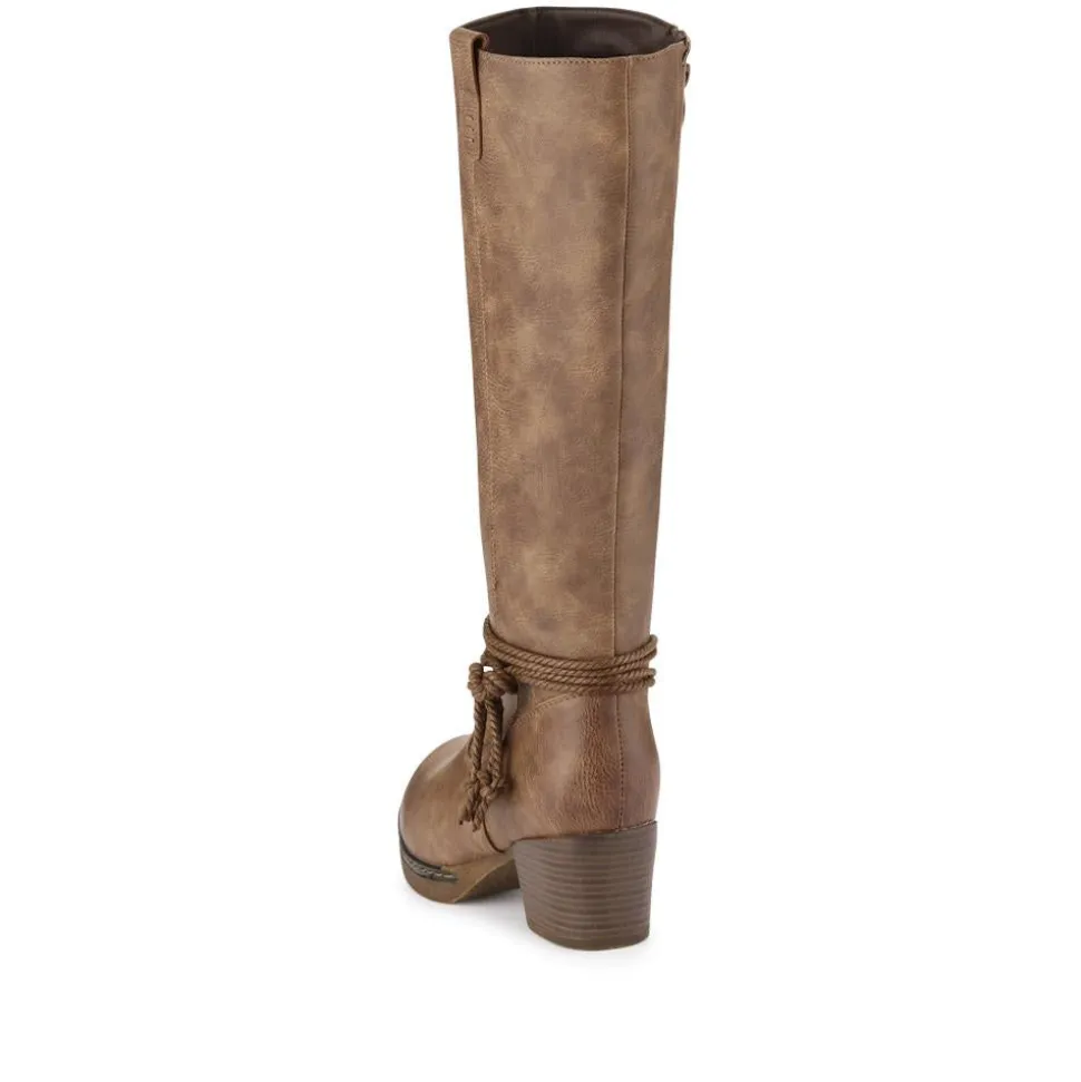 Lace-Detailed Long Boots - Taupe