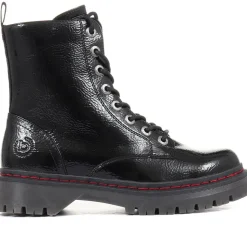 Lace-Up Ankle Boots - Black Patent