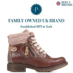 Lace-Up Ankle Boots - Brown