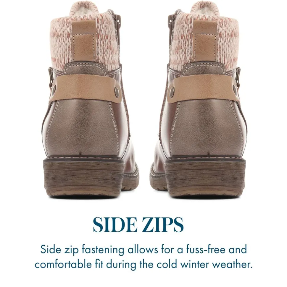 Lace-Up Ankle Boots - Brown