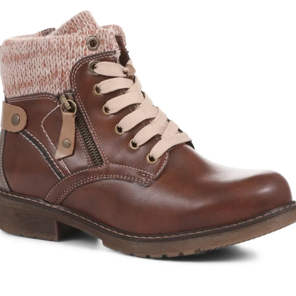 Lace-Up Ankle Boots - Brown