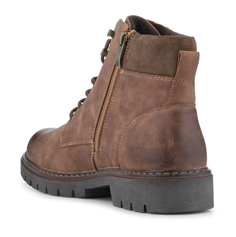 Lace-Up Ankle Boots - Cognac
