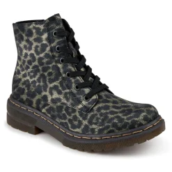 Lace-Up Ankle Boots - Leopard