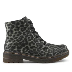 Lace-Up Ankle Boots - Leopard