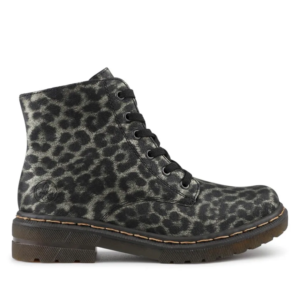 Lace-Up Ankle Boots - Leopard