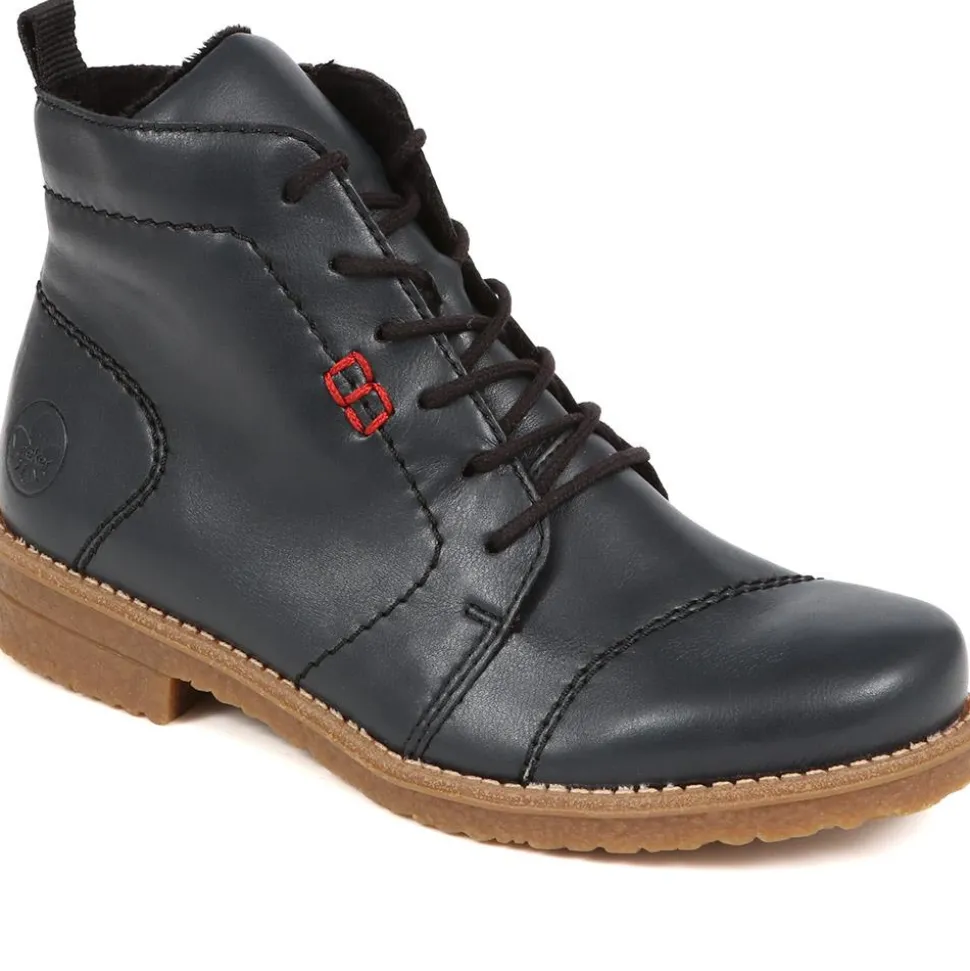Lace-Up Ankle Boots - Navy