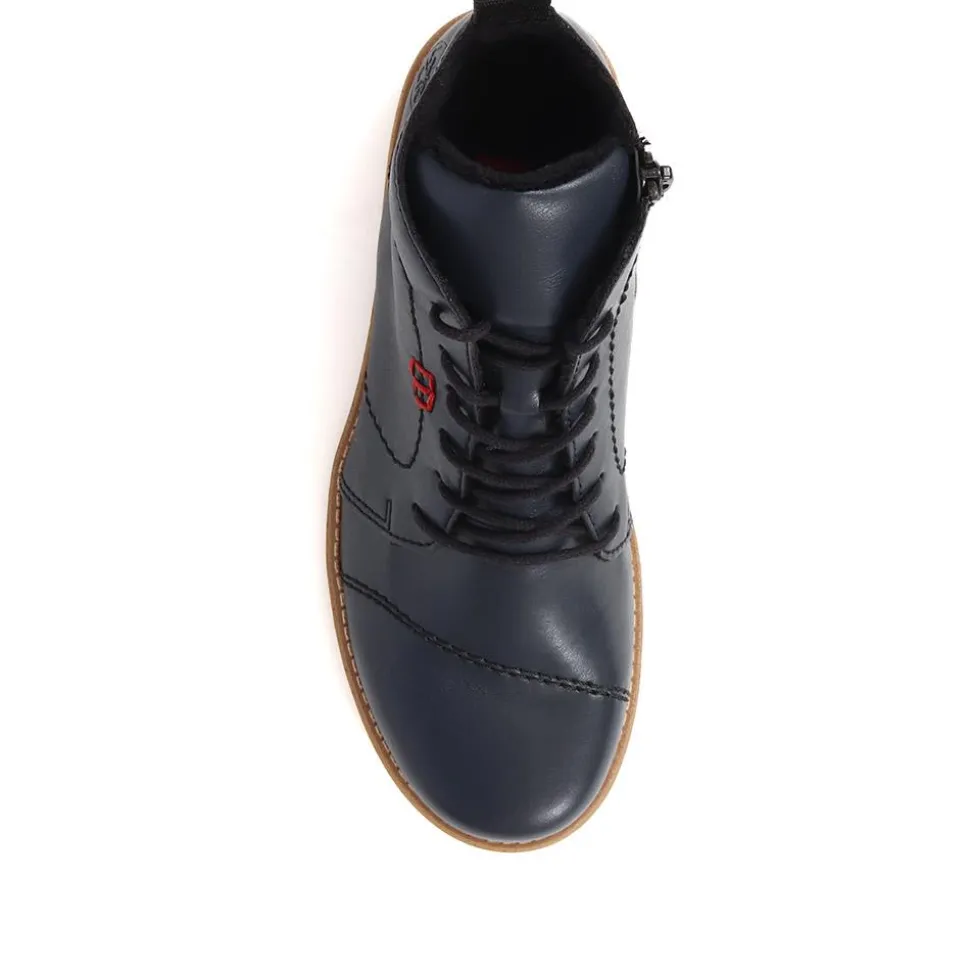 Lace-Up Ankle Boots - Navy