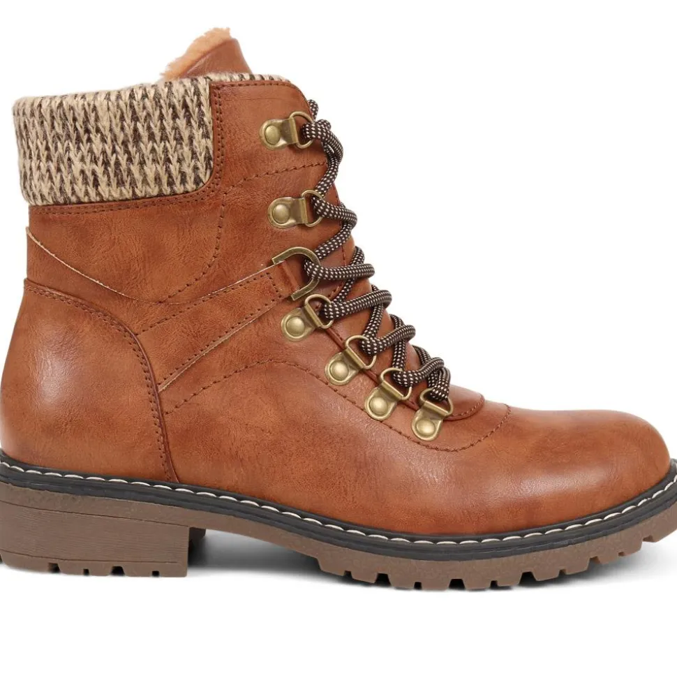 Lace-Up Ankle Boots - Tan