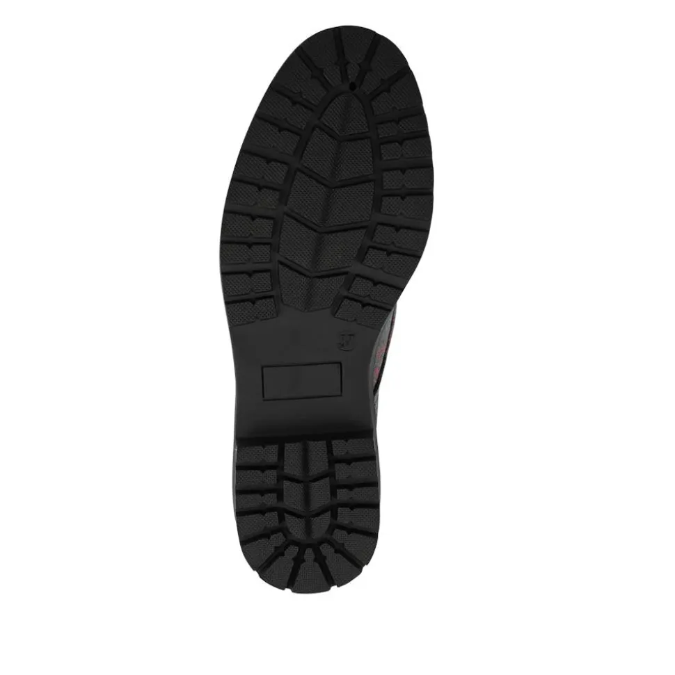 Lace-Up Block Heel Shoes - Black Paisley