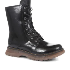 Lace-Up Calf Boots - Black Patent