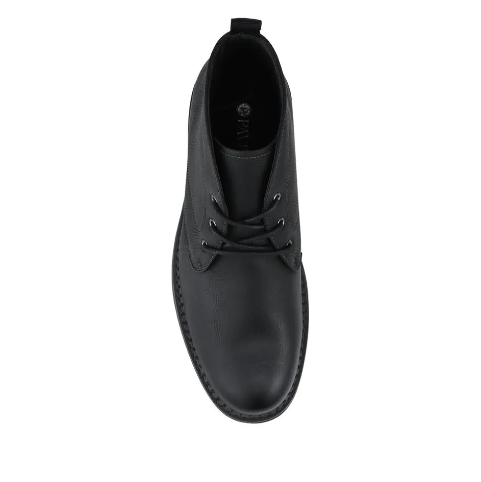 Lace Up Casual Block Heel Chukka Boots - Black