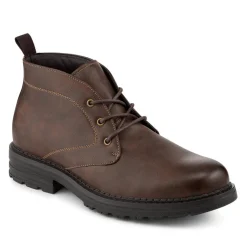 Lace Up Casual Block Heel Chukka Boots - Brown