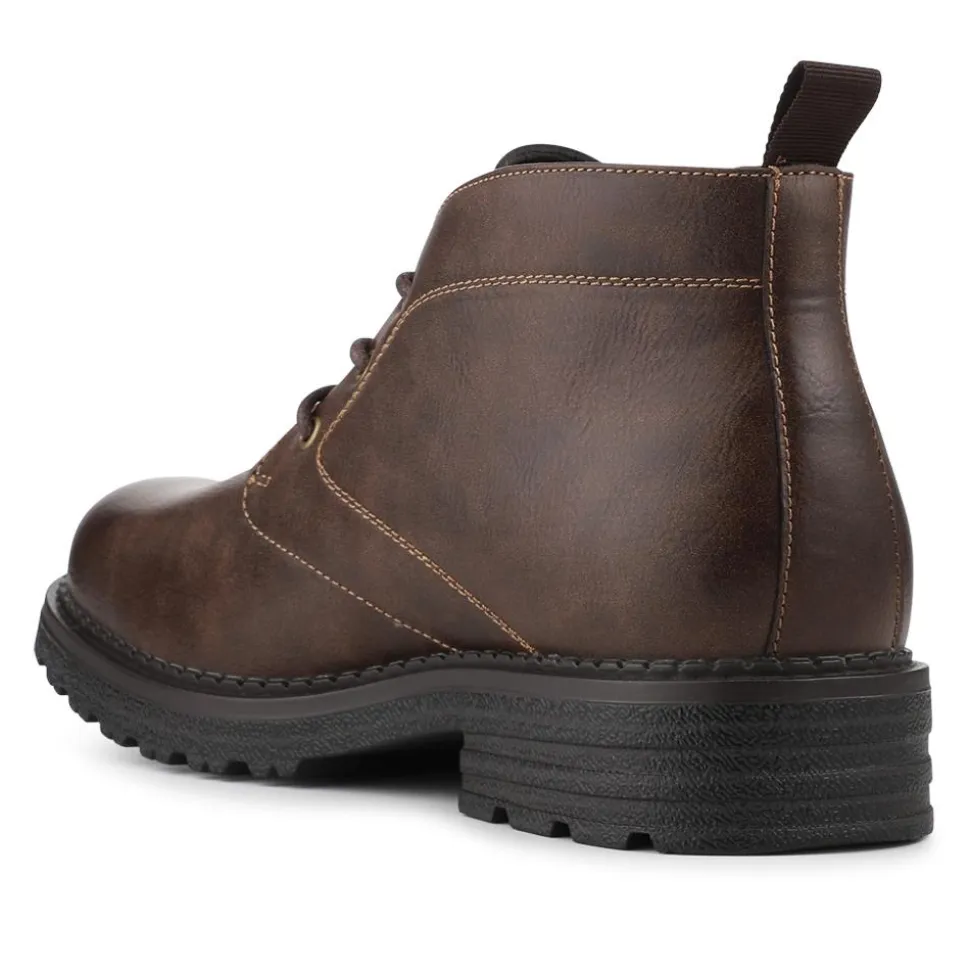 Lace Up Casual Block Heel Chukka Boots - Brown