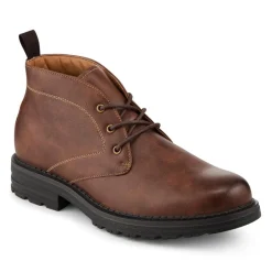 Lace Up Casual Block Heel Chukka Boots - Tan
