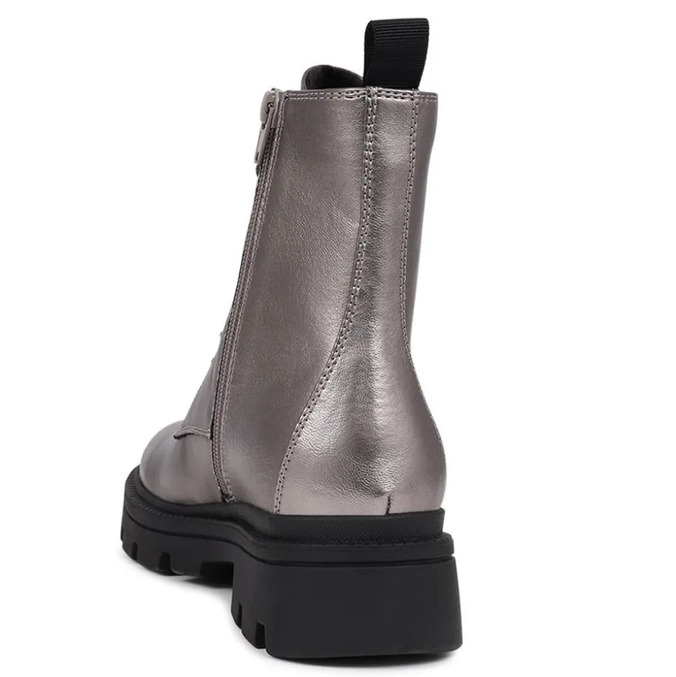 Lace-Up Chunky Boots - Metallic