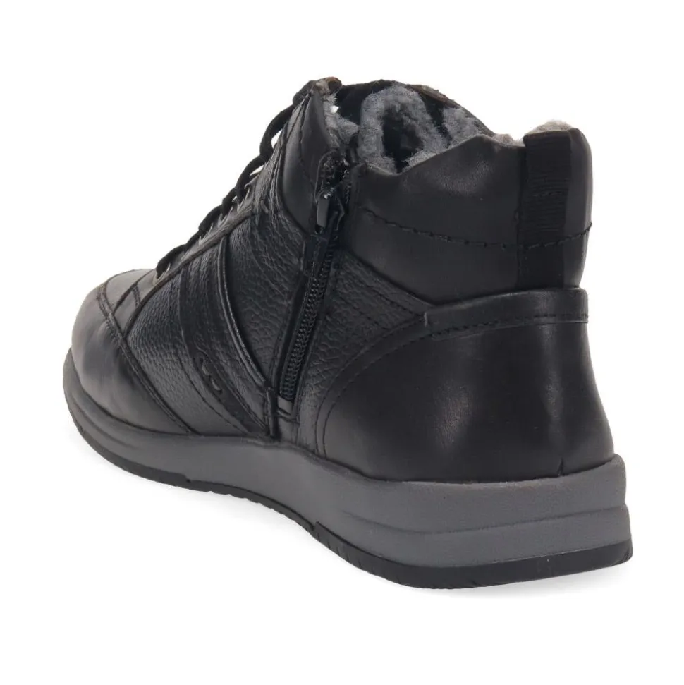 Lace-Up Leather Ankle Boots - Black