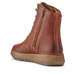 Lace-Up Leather Ankle Boots - Brown
