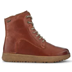 Lace-Up Leather Ankle Boots - Brown