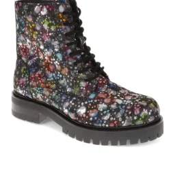 Lace-Up Leather Ankle Boots - Multi