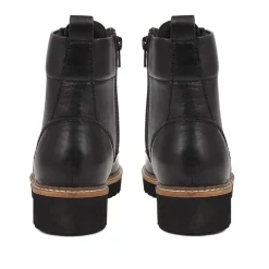 Lace-Up Leather Boots - Black