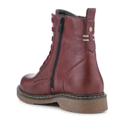 Lace-Up Leather Boots - Burgundy