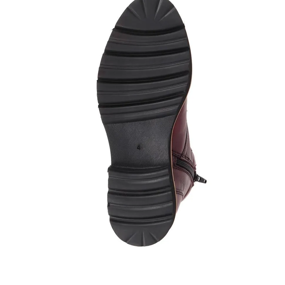 Lace-Up Leather Boots - Burgundy