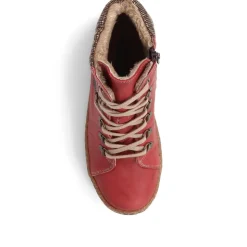 Lace-Up Leather Boots - Burgundy