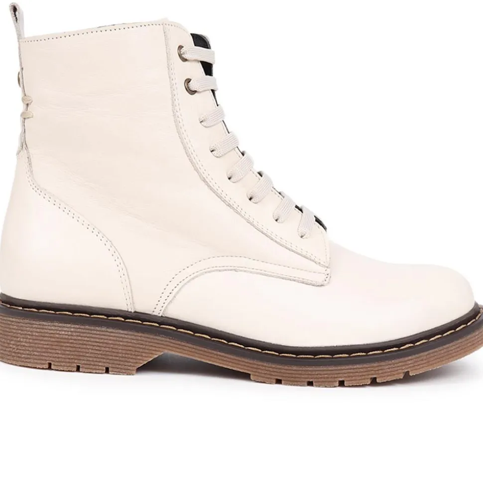 Lace-Up Leather Boots - Off White