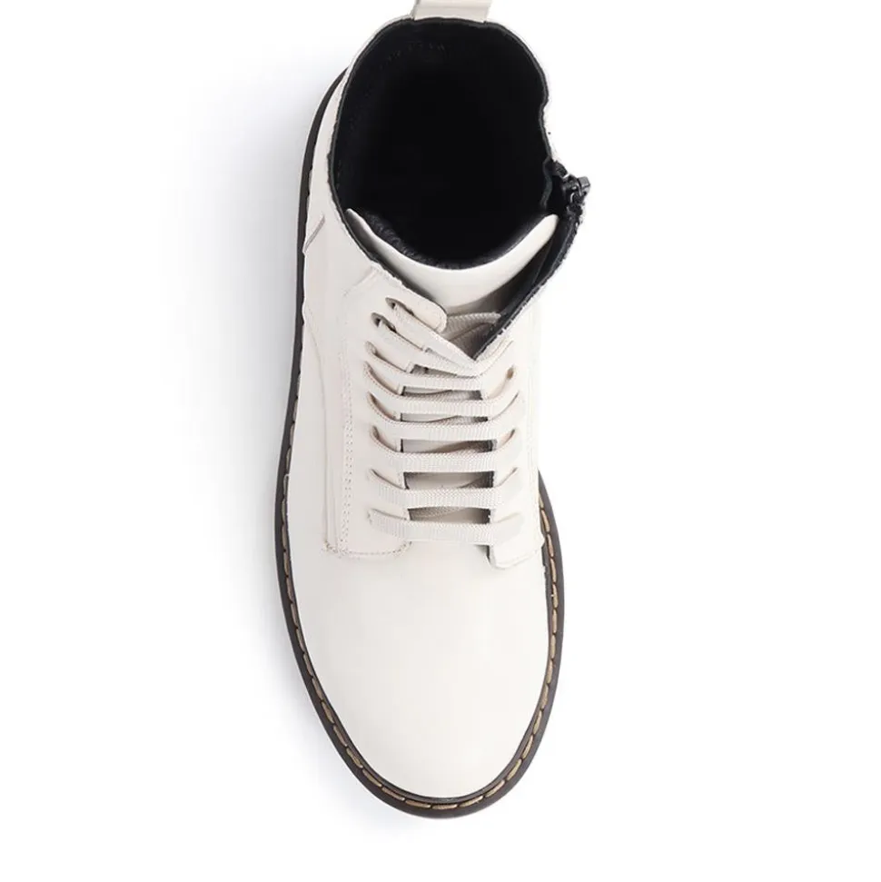Lace-Up Leather Boots - Off White