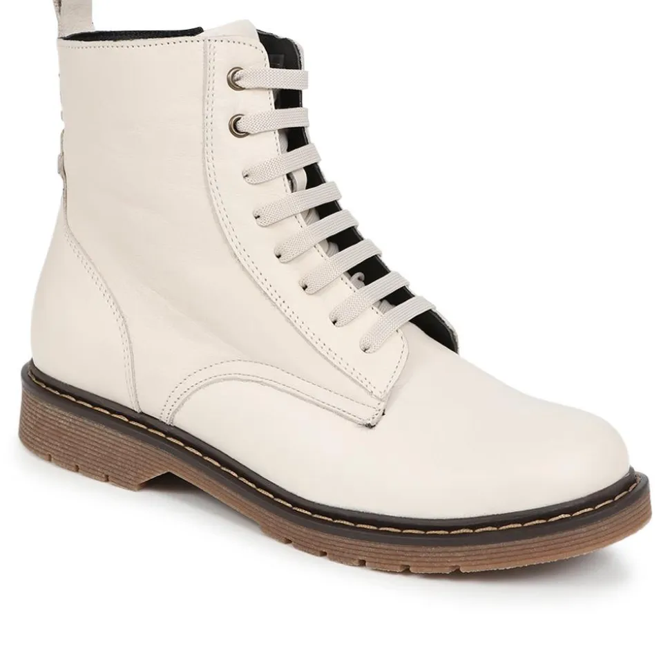 Lace-Up Leather Boots - Off White