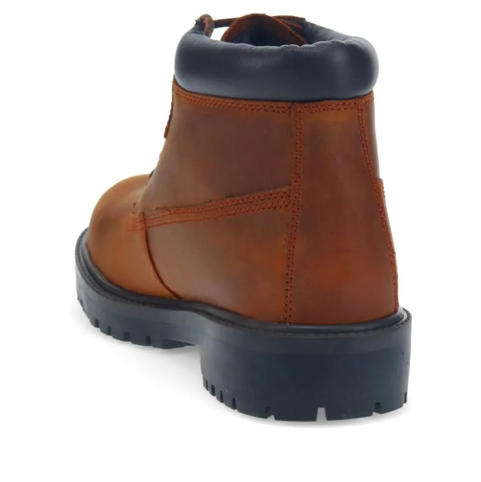 Lace-Up Leather Boots - Rust