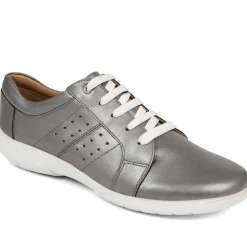 Lace-Up Leather Pumps - Pewter