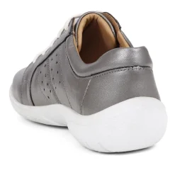 Lace-Up Leather Pumps - Pewter