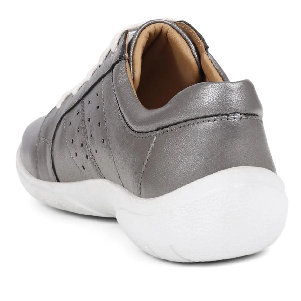 Lace-Up Leather Pumps - Pewter