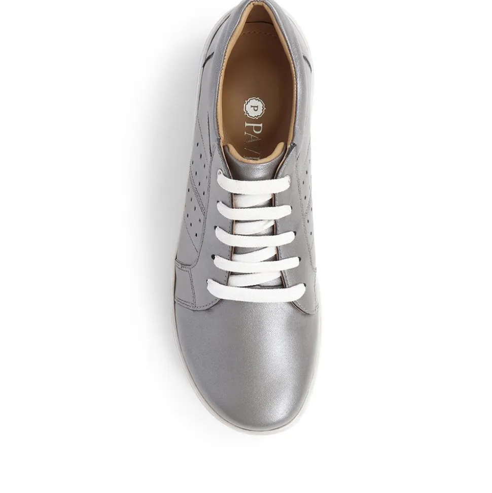 Lace-Up Leather Pumps - Pewter