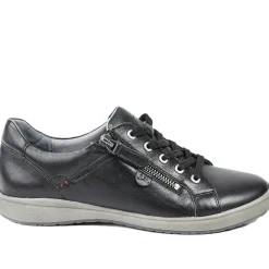 Lace-Up Leather Trainers - Black