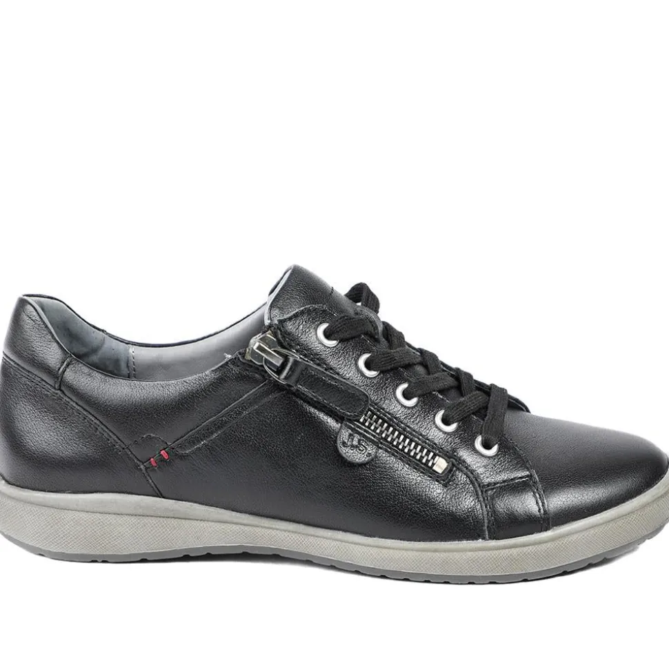 Lace-Up Leather Trainers - Black