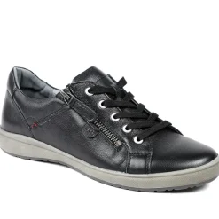 Lace-Up Leather Trainers - Black