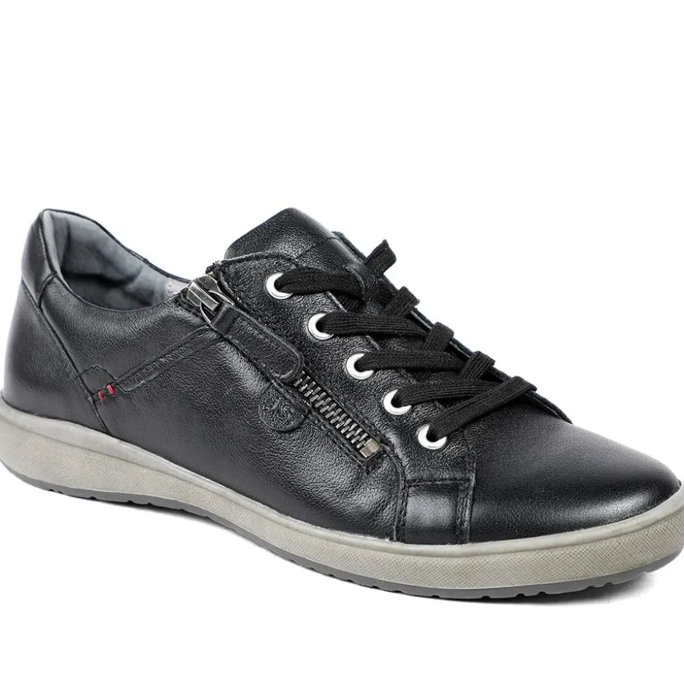 Lace-Up Leather Trainers - Black