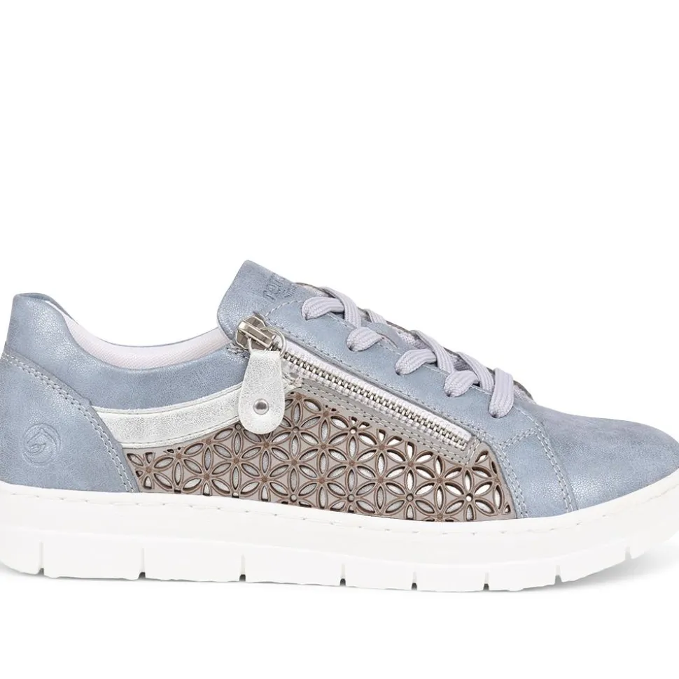 Lace-Up Leather Trainers - Blue