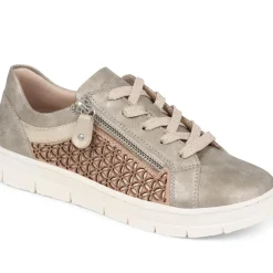 Lace-Up Leather Trainers - Metallic
